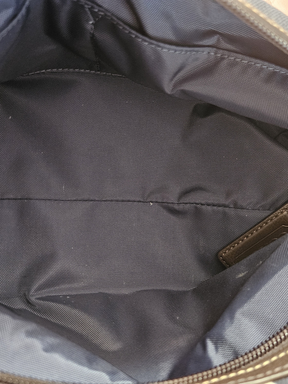 Coach Two-Tone Canvas Duffel Bag in Rust Red, Navy & Cream w/ Tolitery Bag - Picture 10 of 11